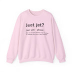 Jeet Jet Pittsburghese Sweatshirt on pink sweatshirt | Yinzergear