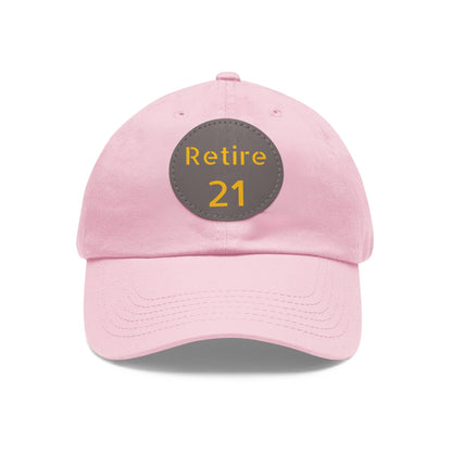 Retire 21 Hat With Leather Patch Hats Yinzergear Light Pink / Grey patch Circle One size