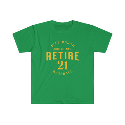 Retire 21 Roberto Clemente T-Shirt T-Shirt Yinzergear Irish Green S 