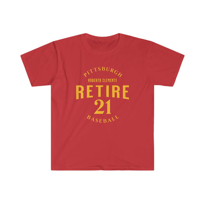 Retire 21 Roberto Clemente T-Shirt T-Shirt Yinzergear Red S 