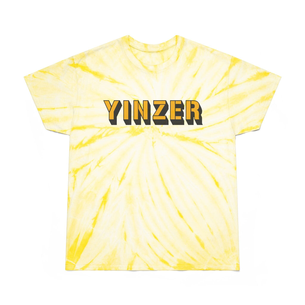 Yinzer Tie-Dye Pittsburgh T-shirt on yellow tee | Yinzergear