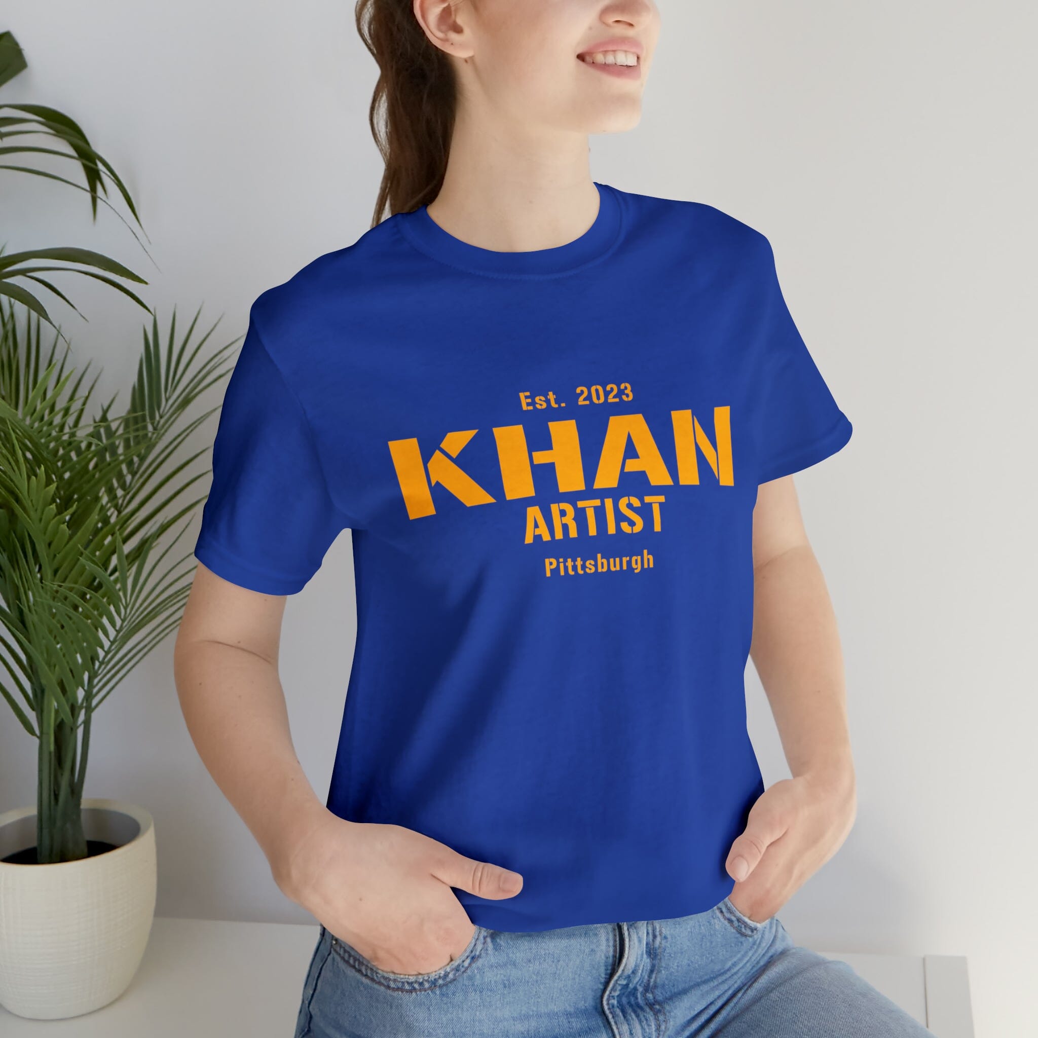 Khan Artist Pittsburgh Steelers football shirt on royal tee | Yinzergear