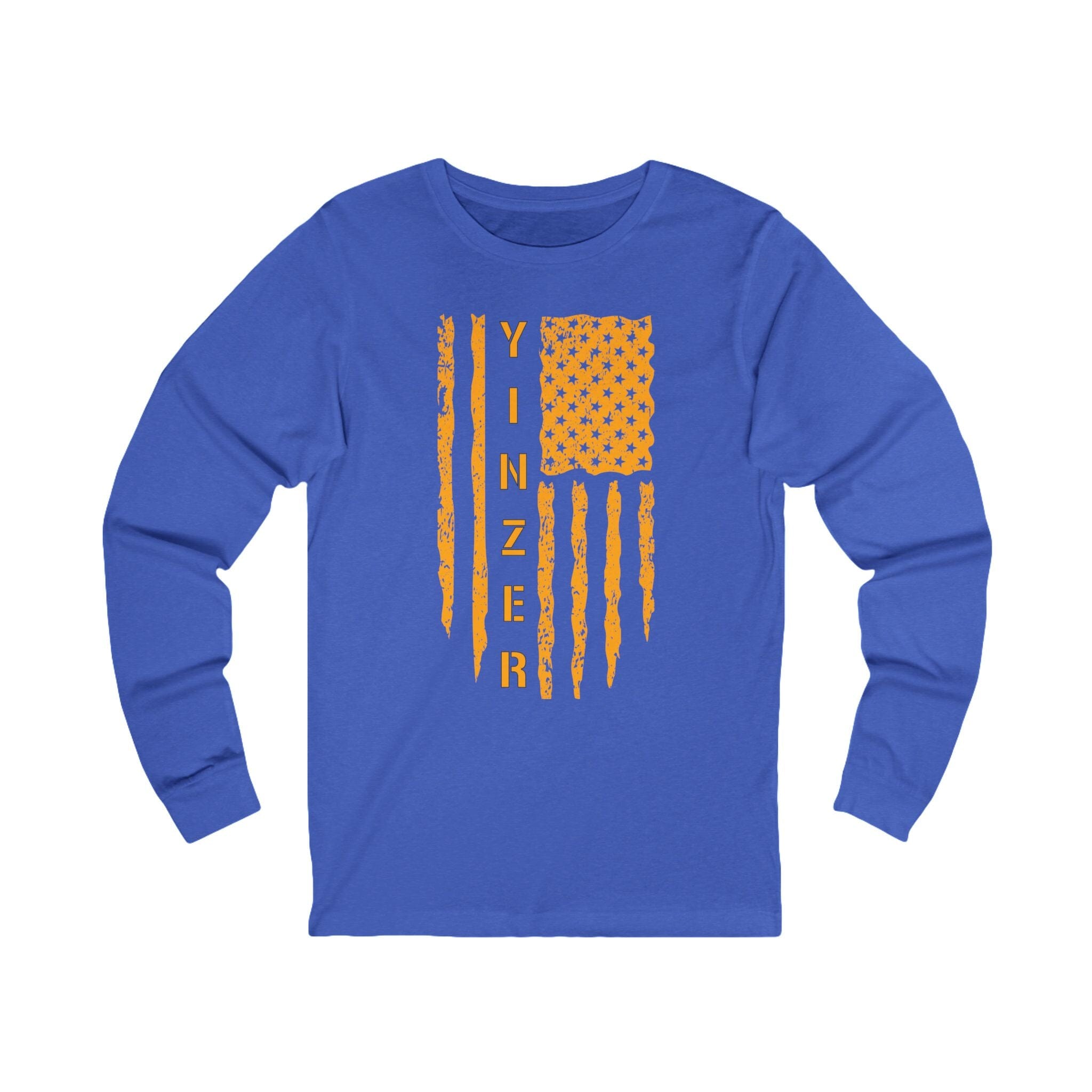 Yinzer Flag Long Sleeve Shirt on royal blue long sleeve shirt | Yinzergear