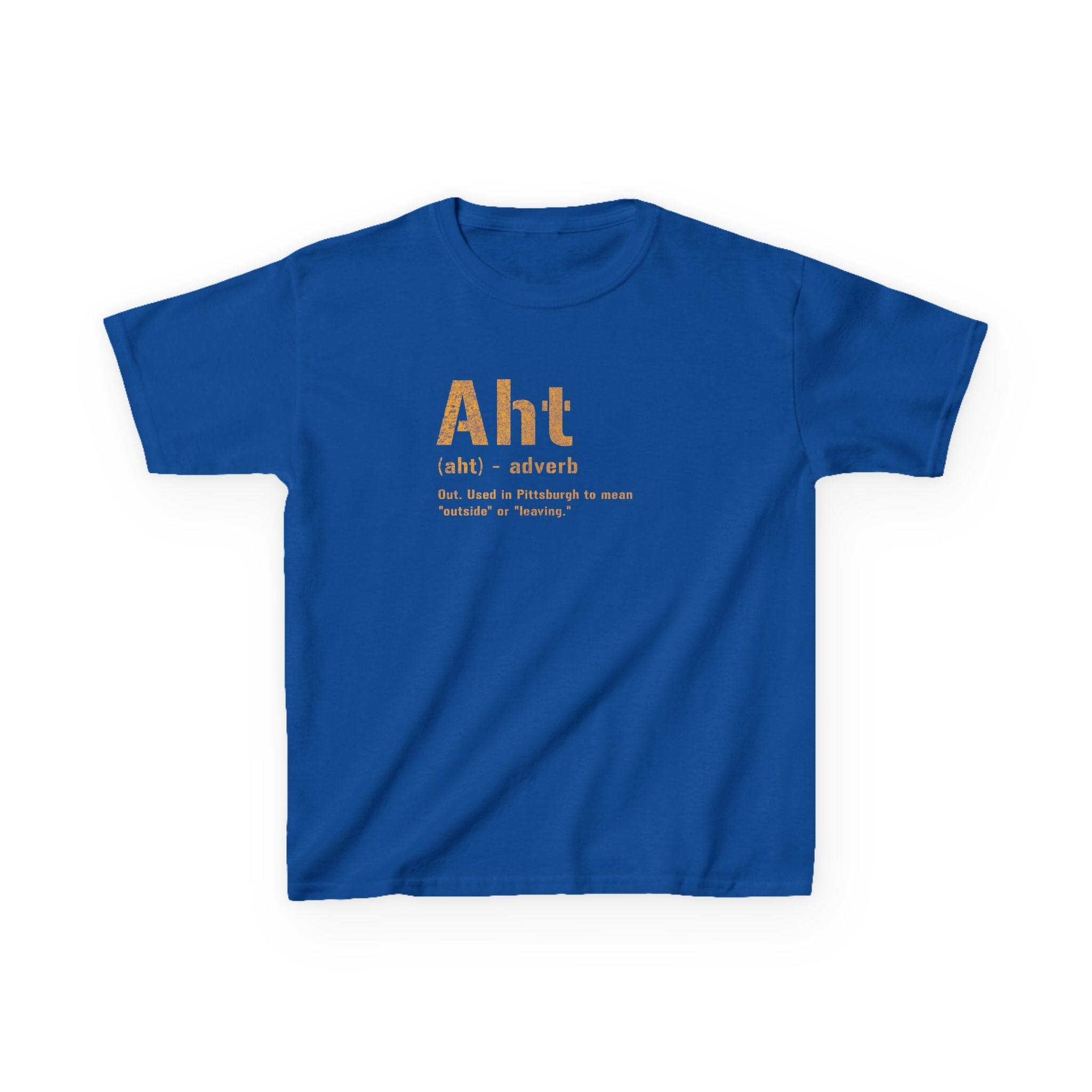 Aht Pittsburghese kids T-shirt on royal kids shirt | Yinzergear