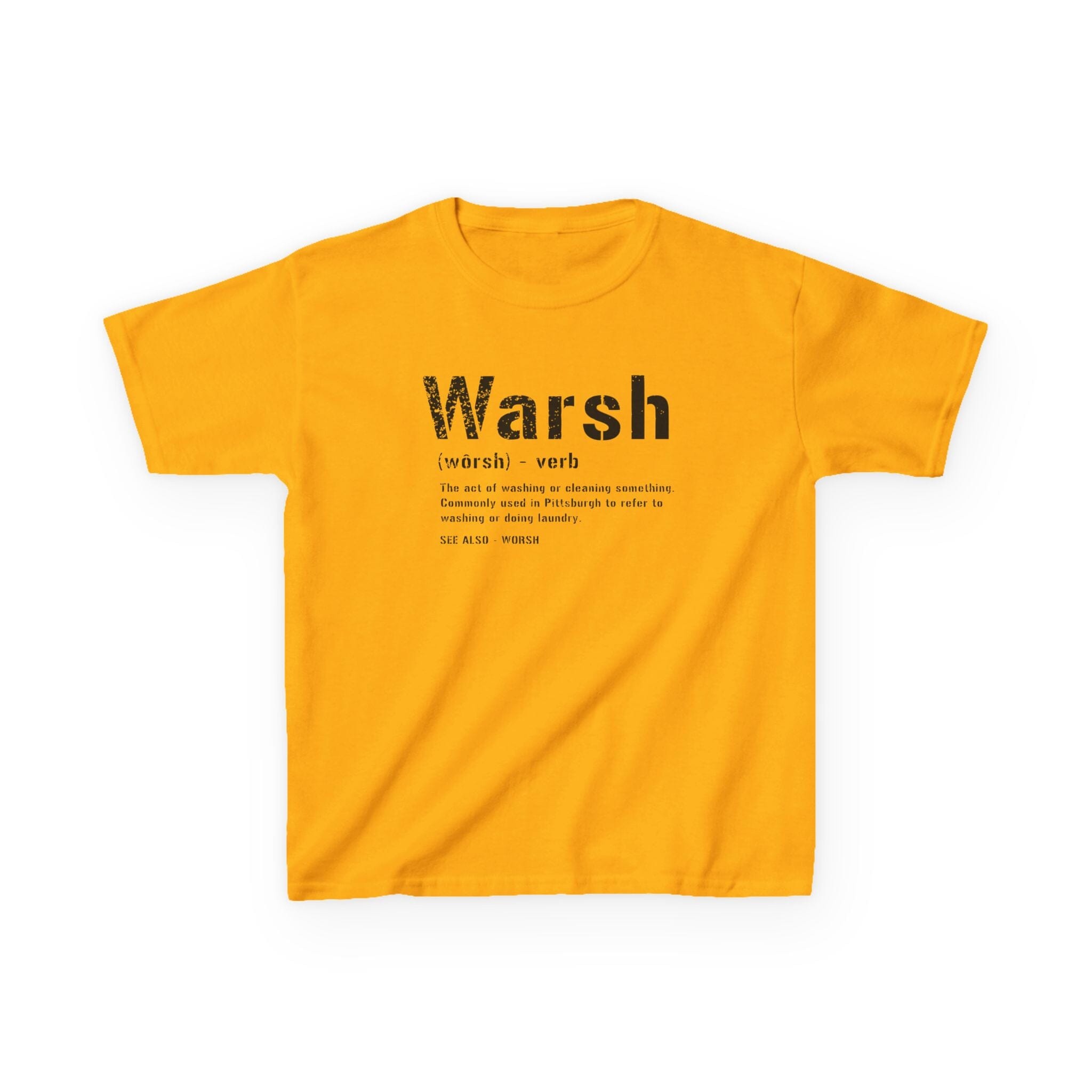 Warsh Pittsburghese kids T-shirt on gold kids shirt | Yinzergear