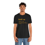 Redd Up Pittsburghese definition tee on red tee alternate view 3 | Yinzergear
