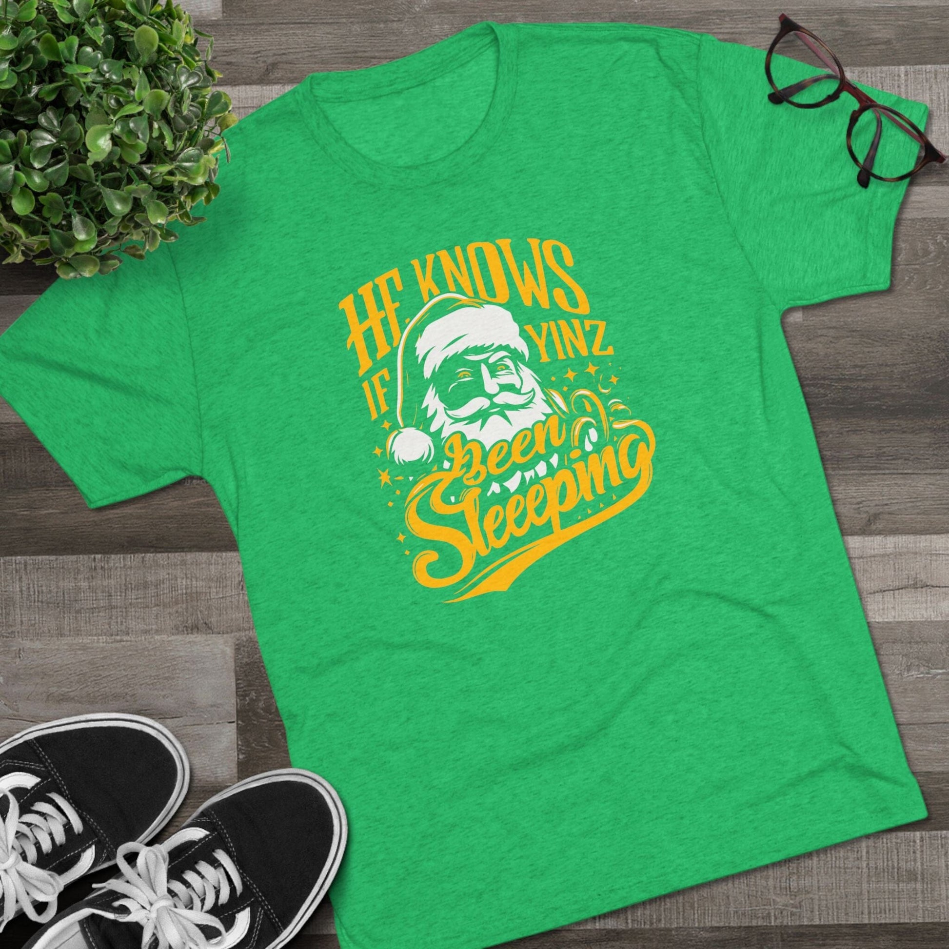 Yinzer Santa Tri-Blend Tee - Pittsburgh Christmas Shirt T-Shirt Printify 