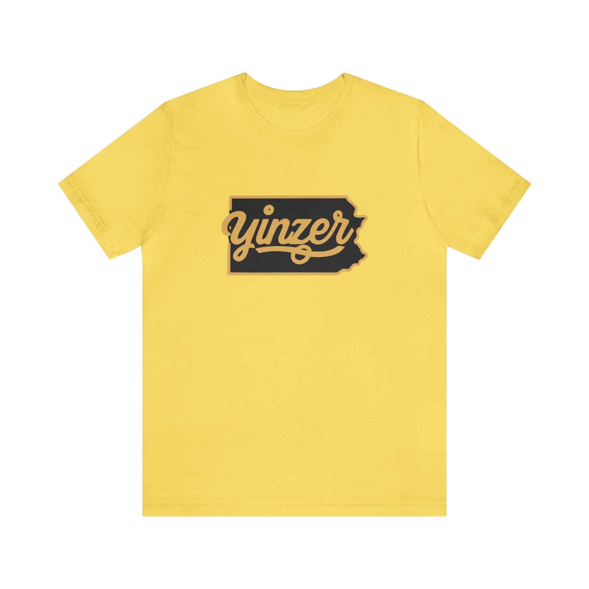 Yinzer State of Mind T-Shirt Pittsburgh tee on yellow tee | Yinzergear
