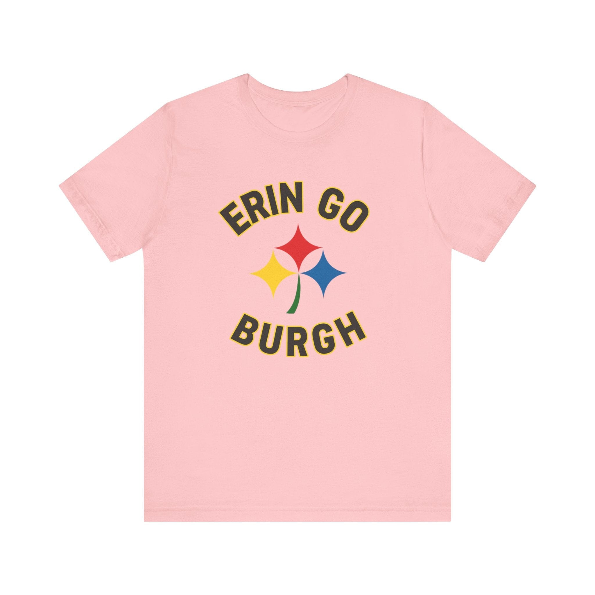 Erin Go Burgh Pittsburgh Irish T-shirt on pink tee | Yinzergear