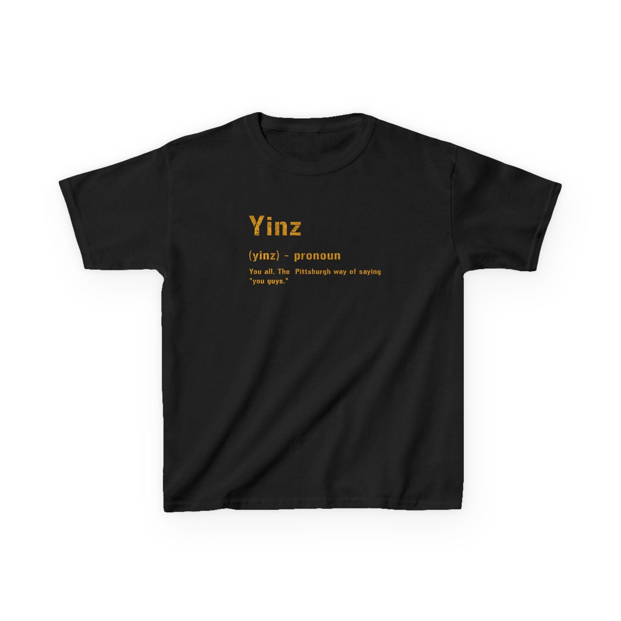 Yinz Pittsburghese Kids T-Shirt on black kids shirt | Yinzergear