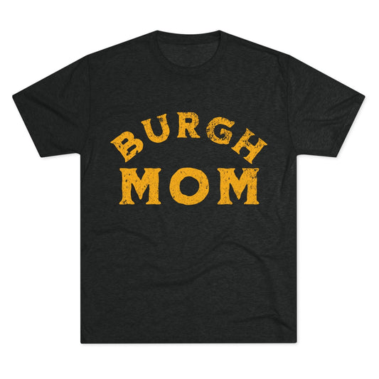 Burgh Mom Yinzer Tri-Blend T-Shirt - Pittsburgh Mom Gift T-Shirt Printify S Tri-Blend Vintage Black 