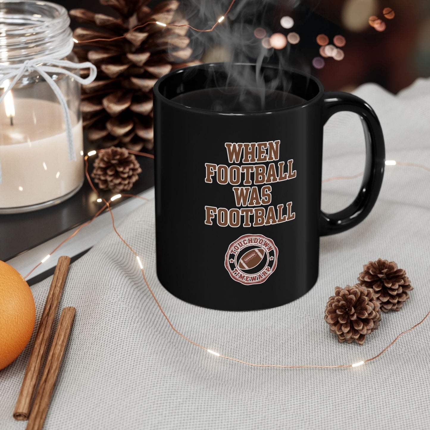When Football Was Football Coffee Mug - Touchdown Timewarp Mug Printify 
