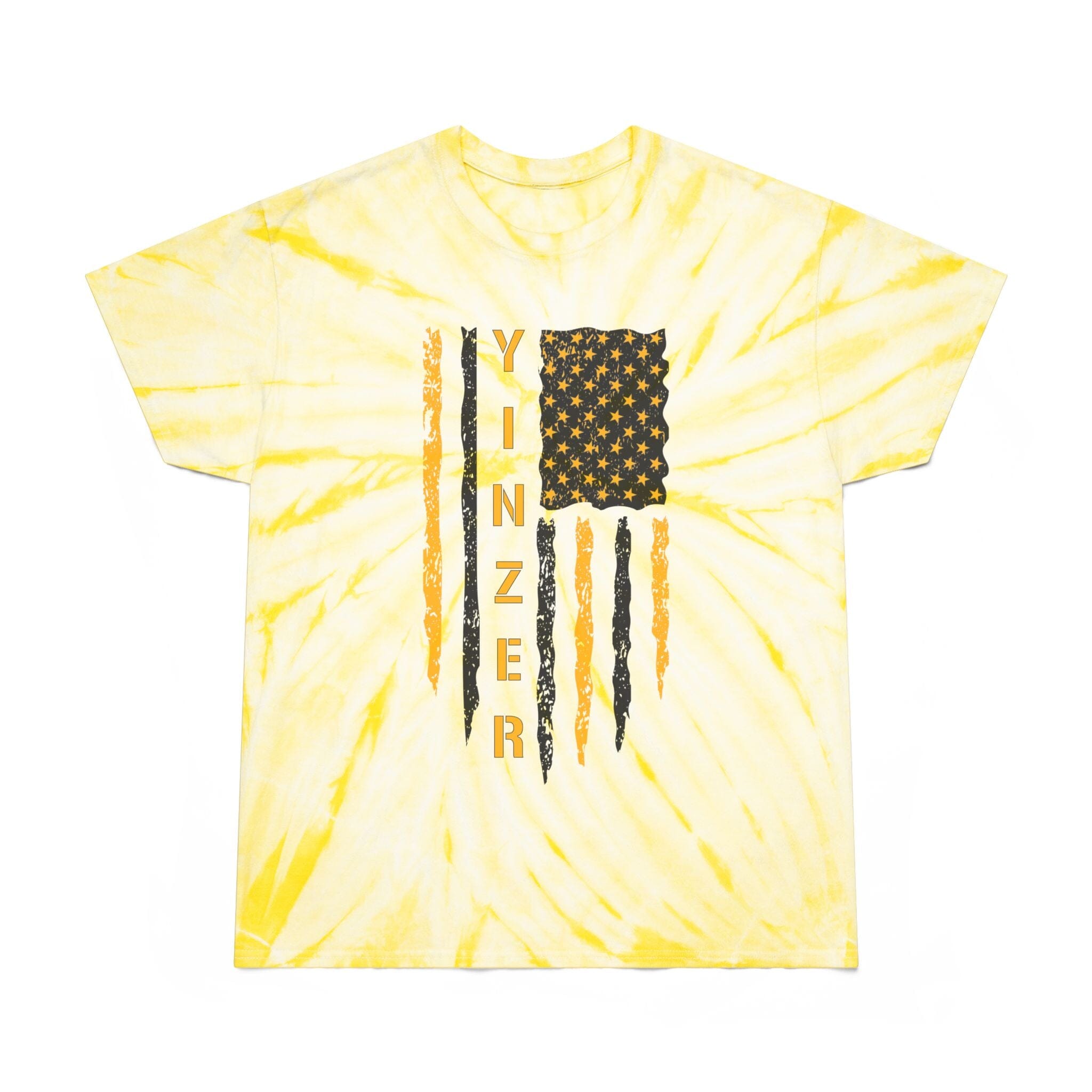 Yinzer Flag Tie-Dye T-Shirt Pittsburgh tee on yellow tee | Yinzergear