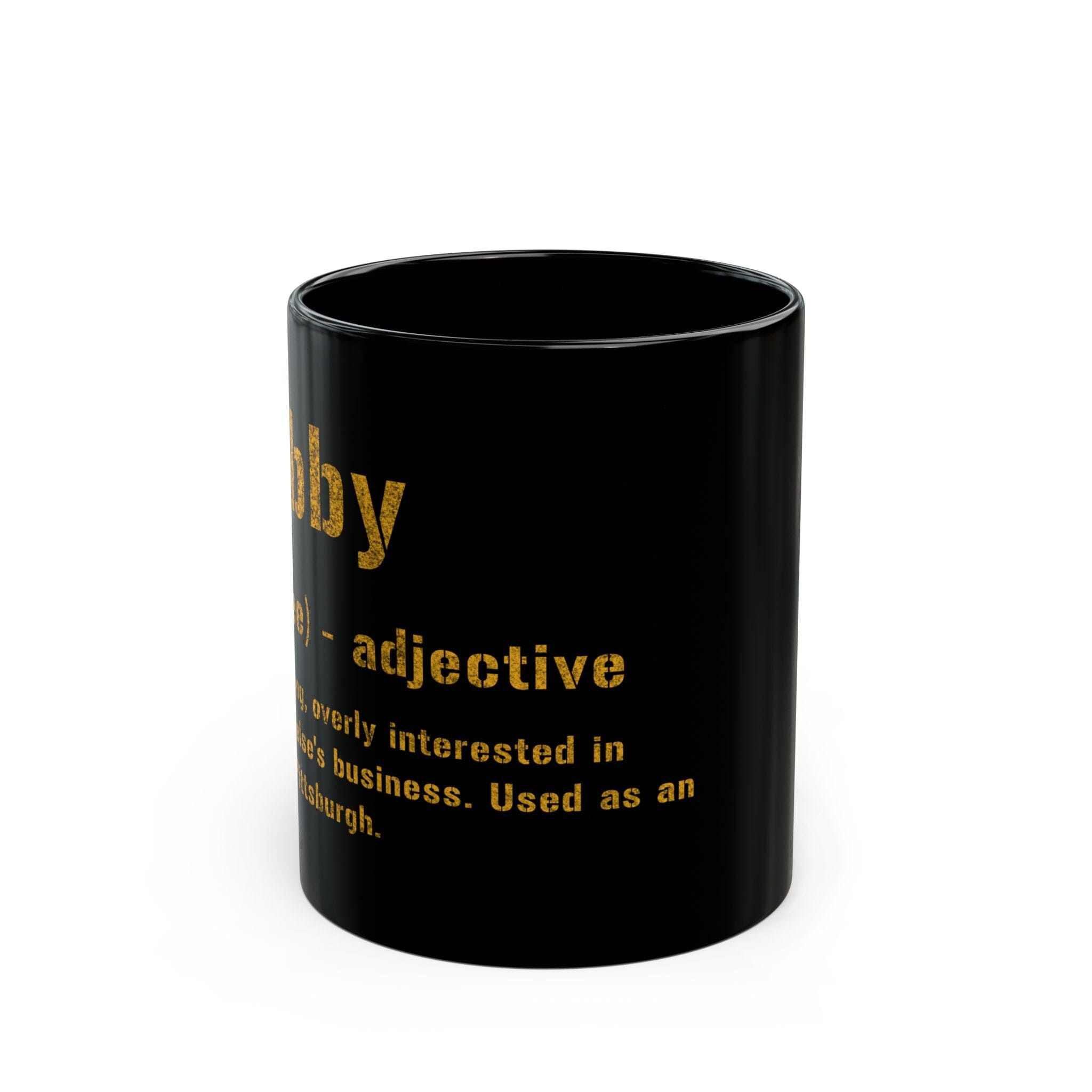 Nebby Pittsburghese mug front view mockup view | Yinzergear