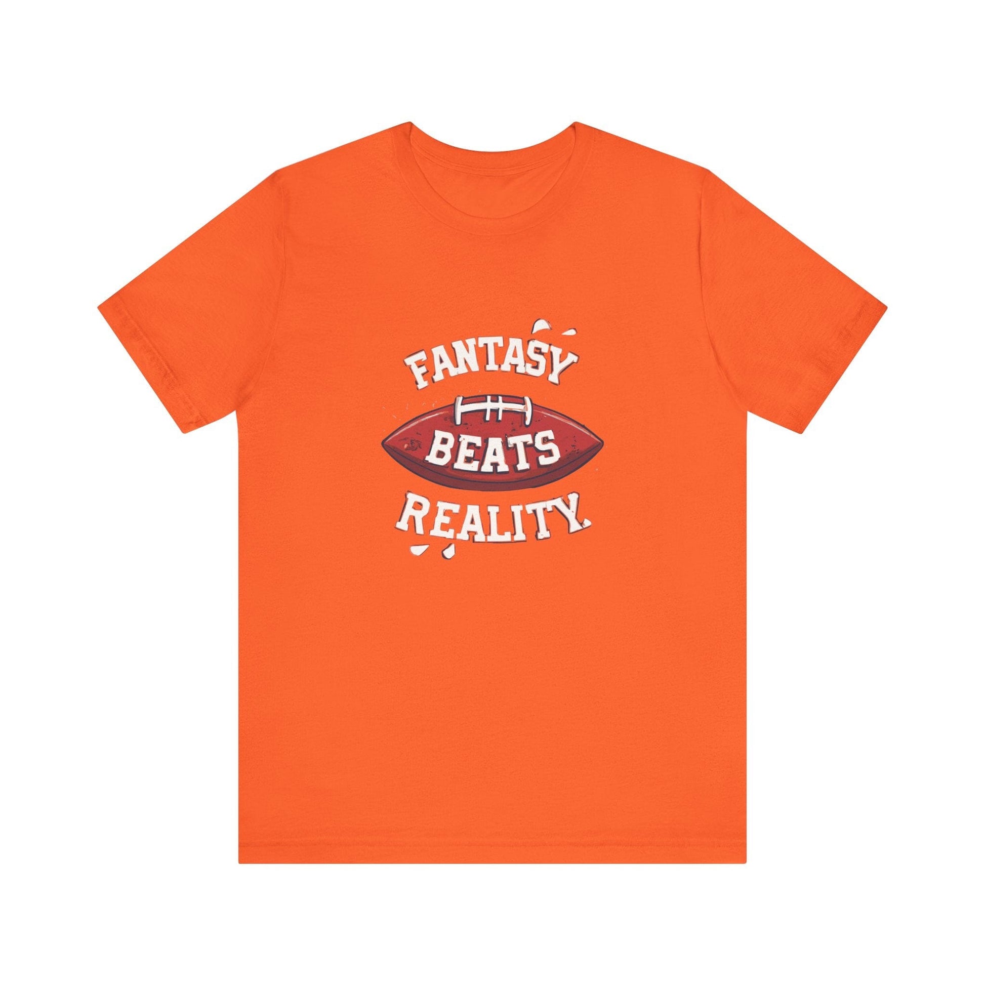 Fantasy Beats Reality Football T-Shirt - Game Day Tee T-Shirt Printify Orange XS 