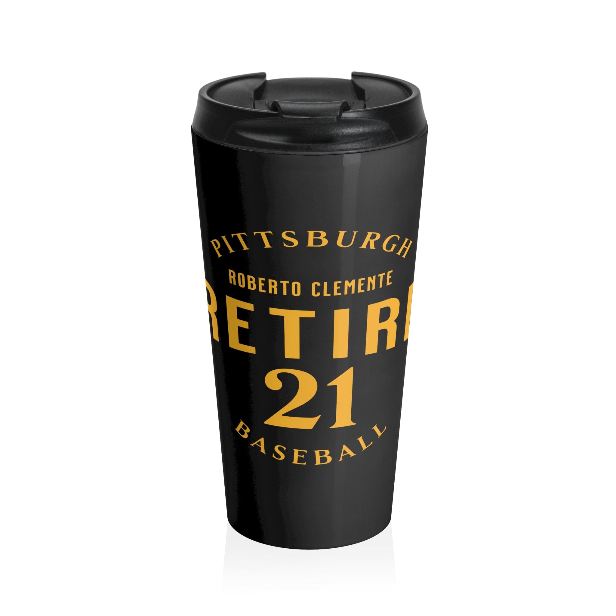 Retire 21 Stainless Steel Travel Mug Pittsburgh mug front view | Yinzergear