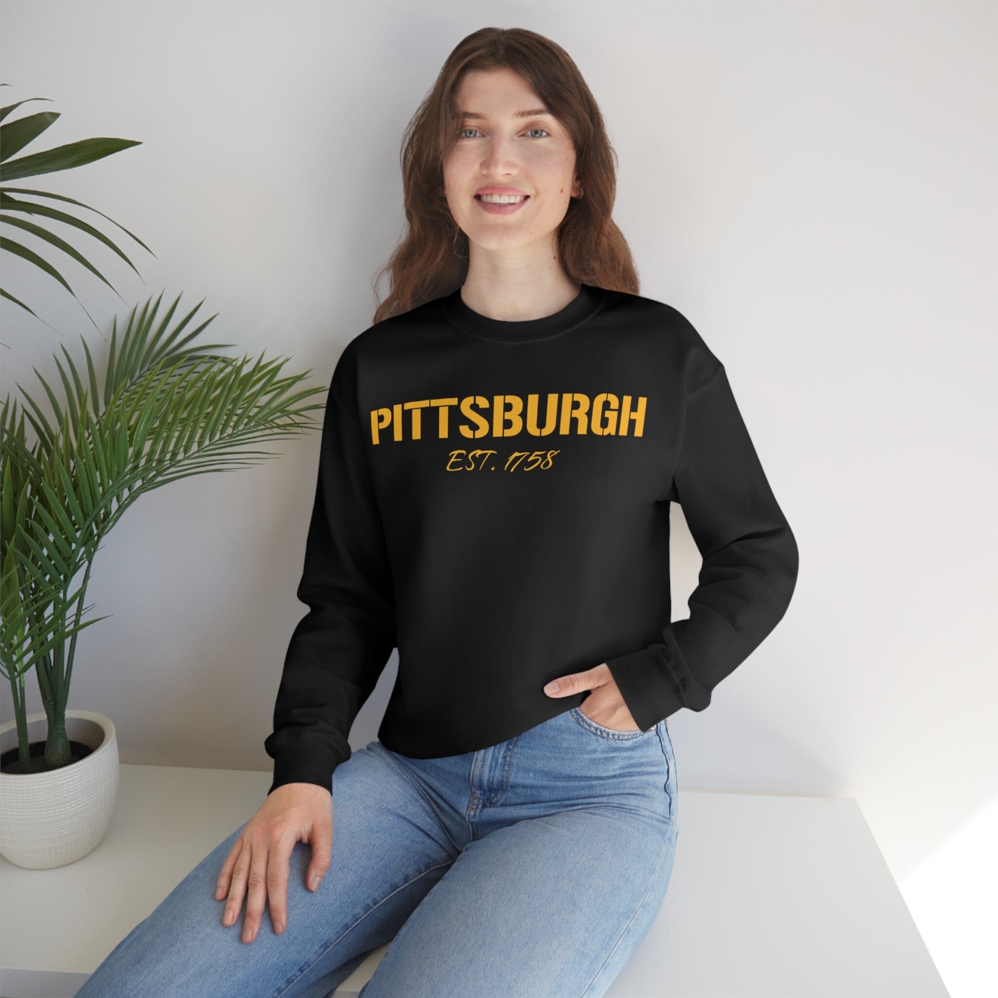 Pittsburgh 1758 Sweatshirt on black sweatshirt | Yinzergear