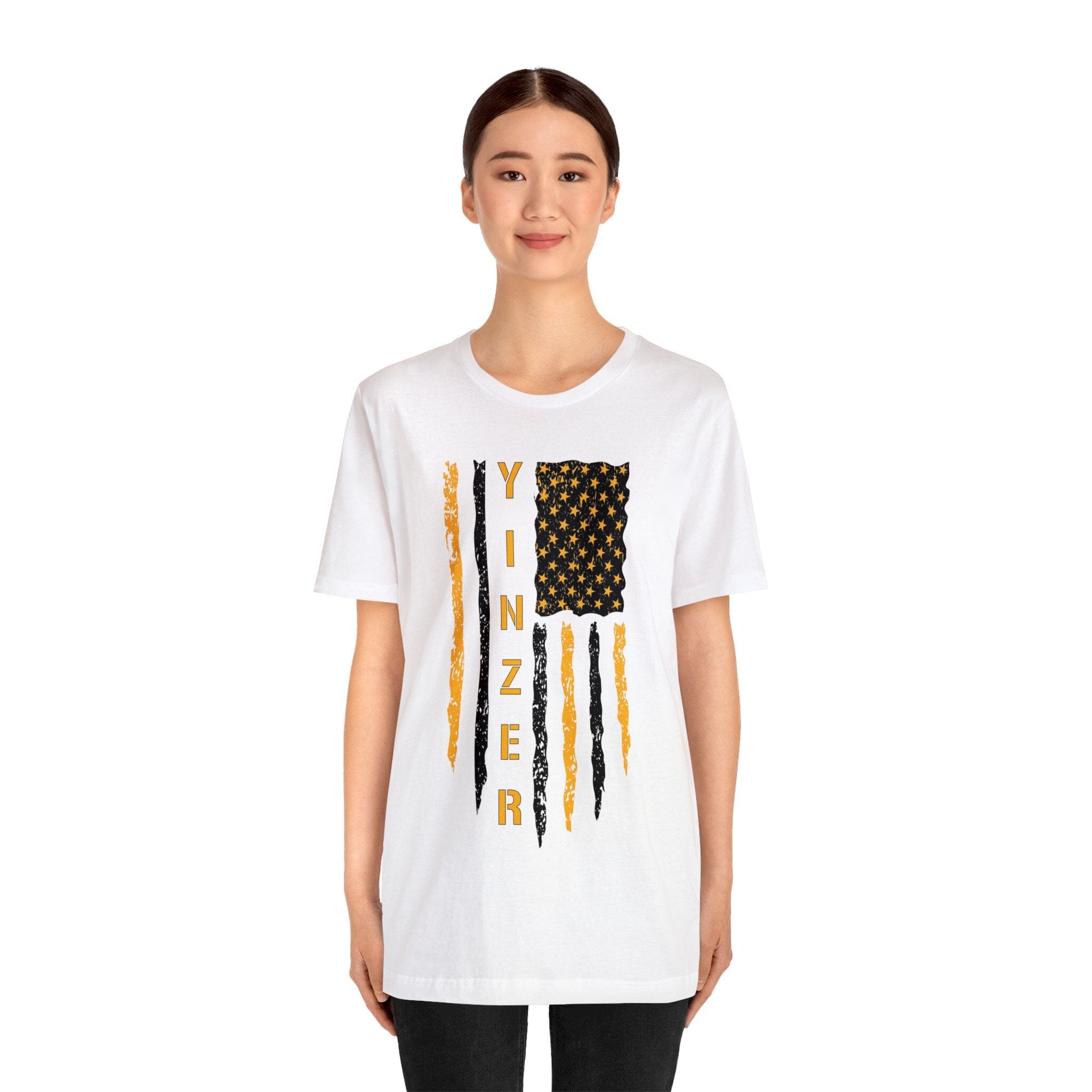 Yinzer Flag T-Shirt Pittsburgh accessory on black accessory alternate view 8 | Yinzergear