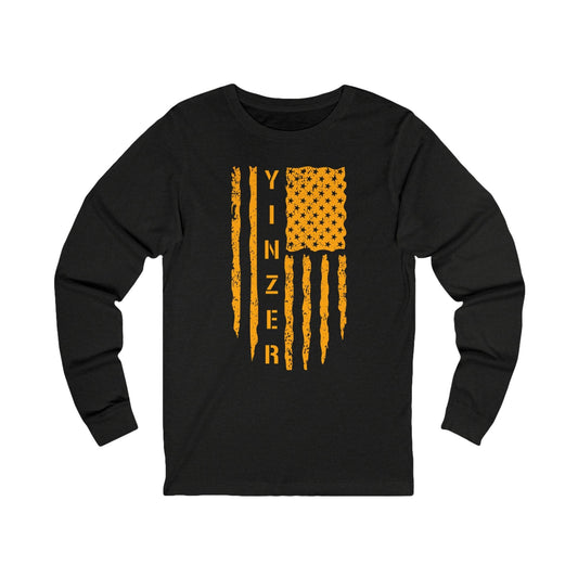 Yinzer Flag Long Sleeve Tee - Let Your Yinzer Flag Fly Long-sleeve Printify M Black Heather 