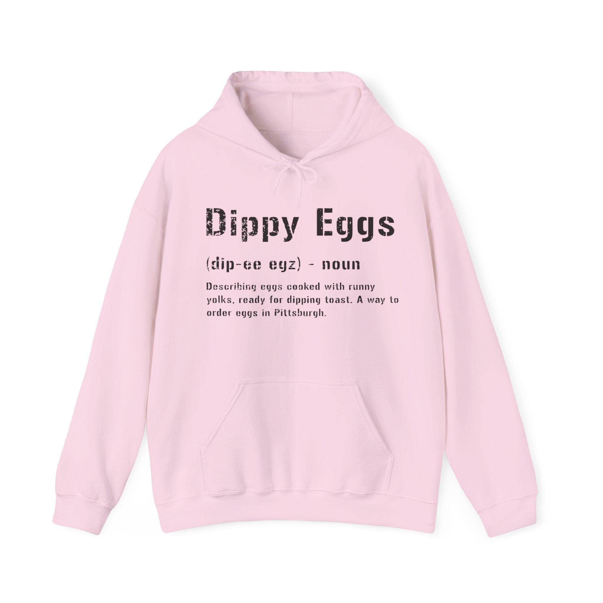 Dippy Eggs Pittsburghese definition hoodie on pink hoodie | Yinzergear