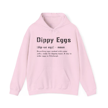 Dippy Eggs Yinzer Hoodie | Pittsburghese Apparel | Steel City Slang Hoodie Yinzergear Light Pink S 