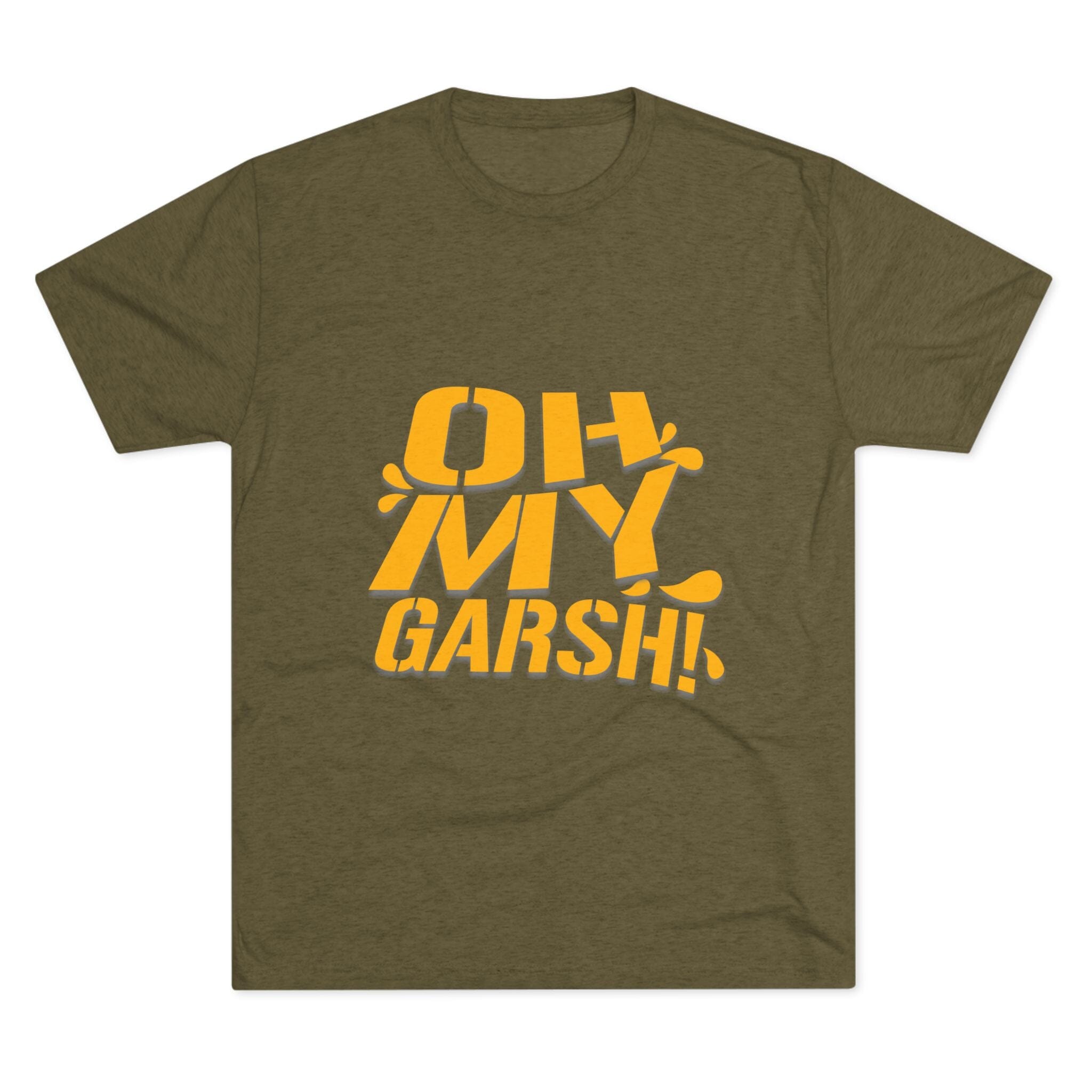 Oh My Garsh Pittsburghese T-shirt on military green tee | Yinzergear