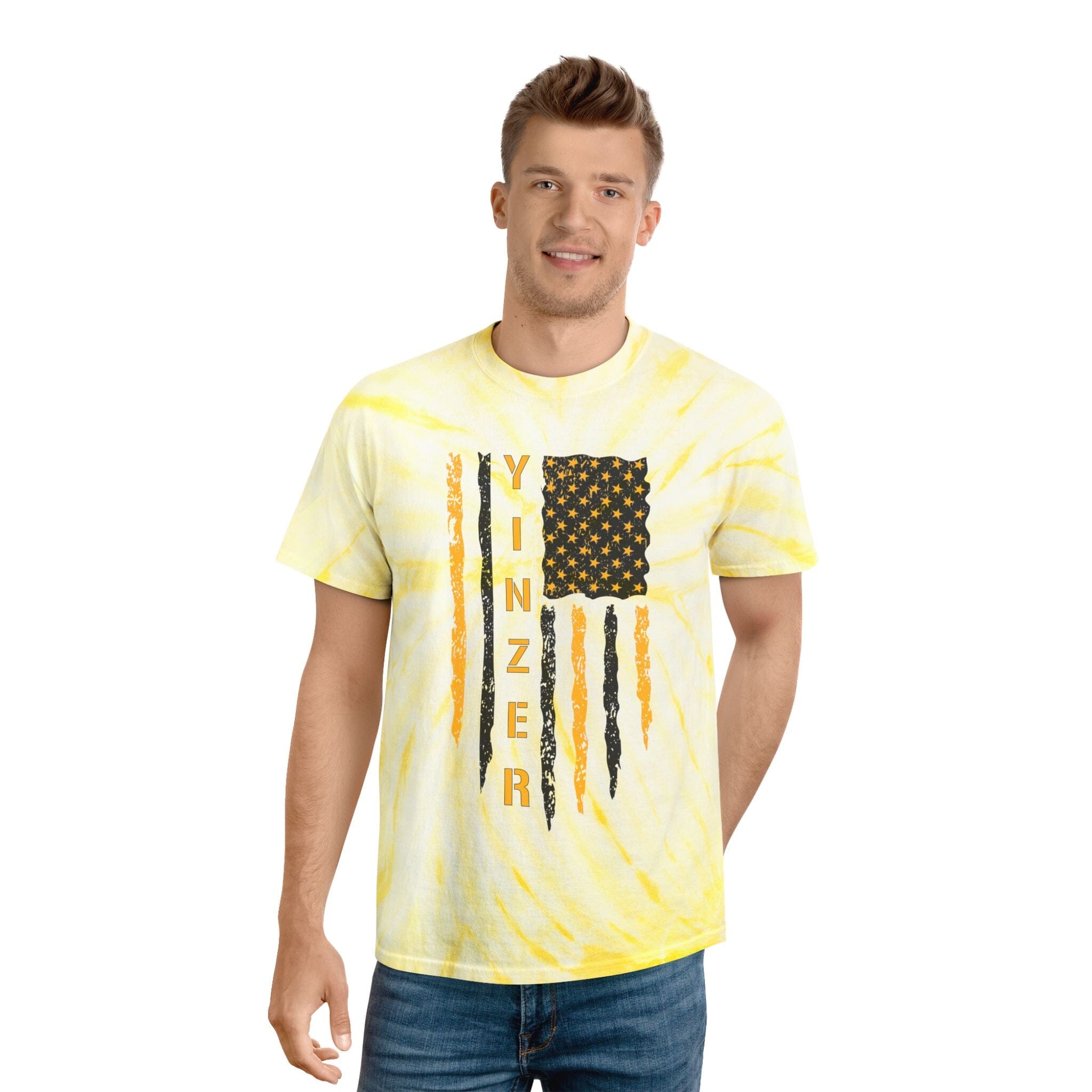 Yinzer Flag Tie-Dye T-Shirt Pittsburgh tee product image alternate view 6 | Yinzergear