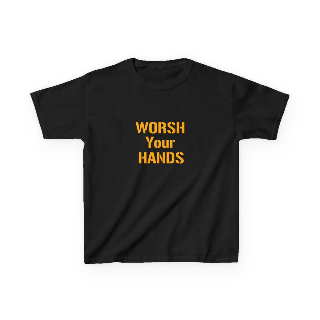 Worsh Your Hands Kids T-Shirt on black kids shirt | Yinzergear