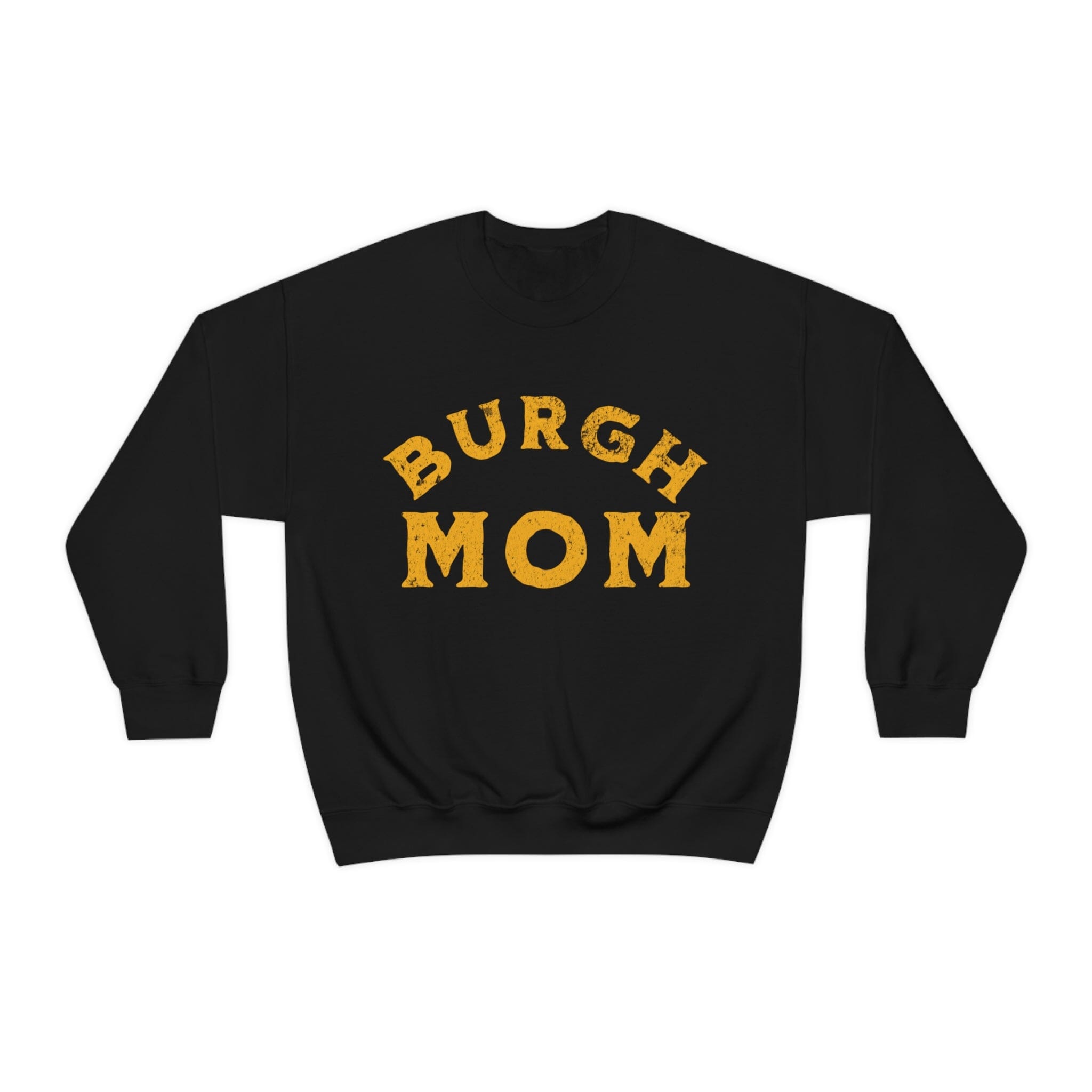 Burgh Mom Sweatshirt on black sweatshirt | Yinzergear