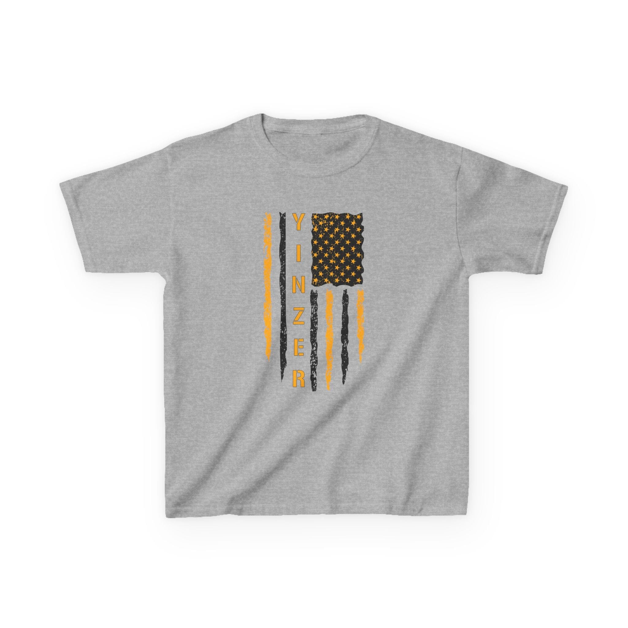 Yinzer Flag Kids T-Shirt Pittsburgh kids shirt on sport gray kids shirt | Yinzergear