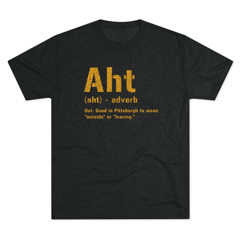Aht Pittsburghese definition tri-blend tee on black tri-blend tee | Yinzergear
