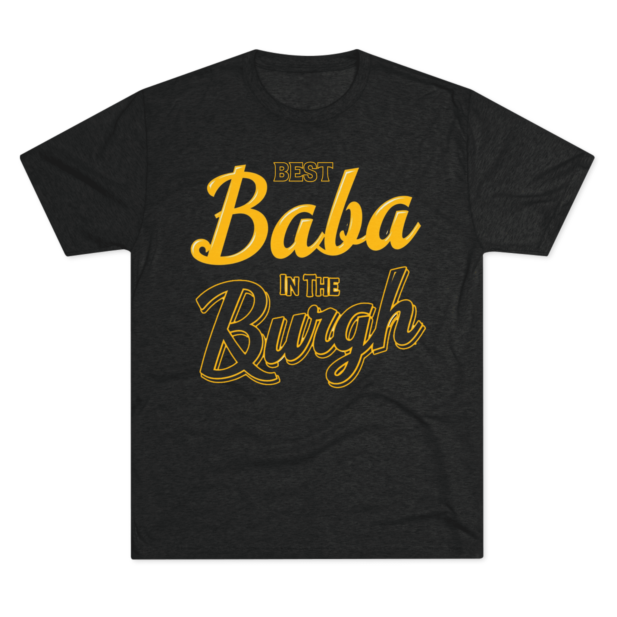Baba in the Burgh Tri-Blend T-shirt on black tee | Yinzergear