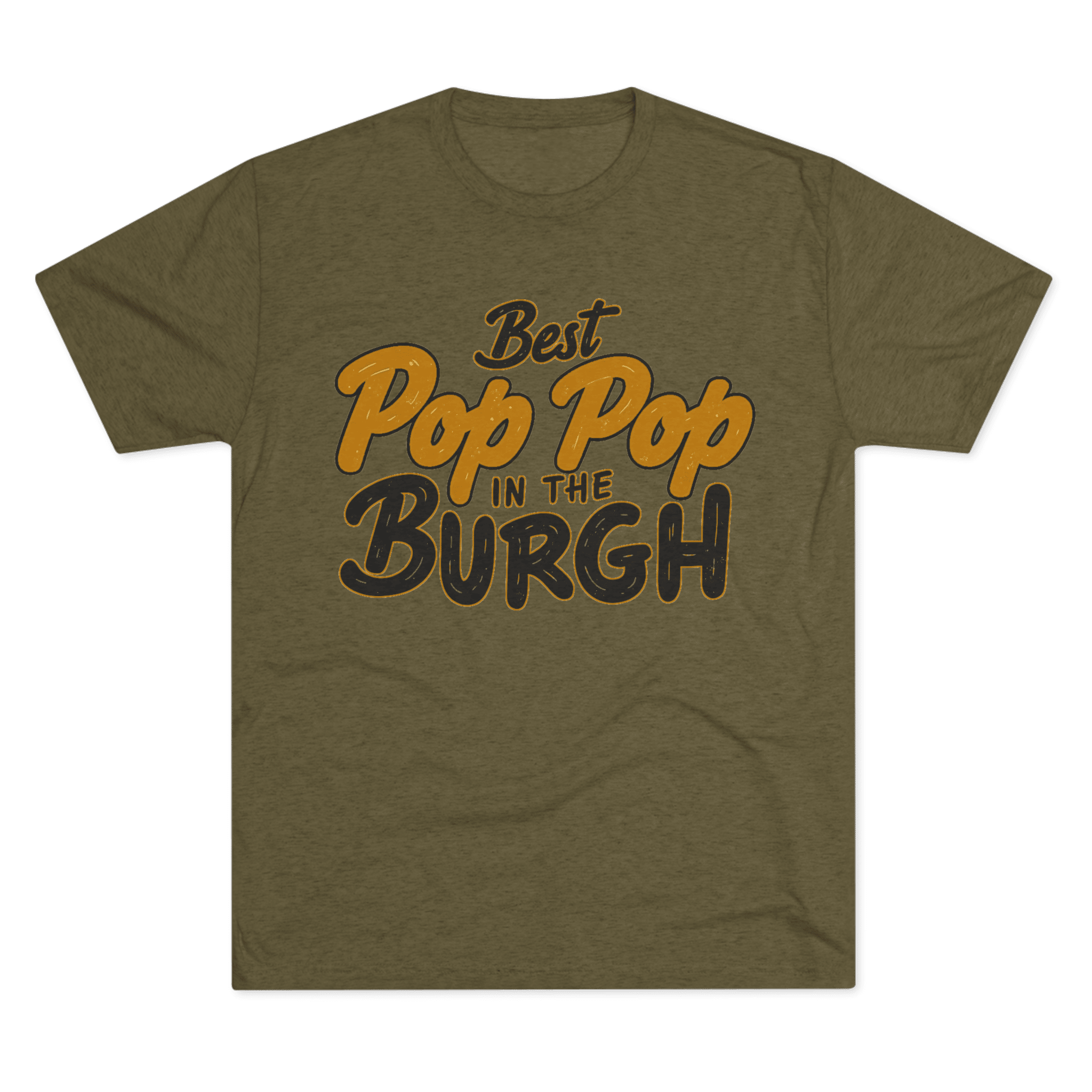 Pop Pop in the Burgh Tri-Blend T-shirt on military green tee | Yinzergear