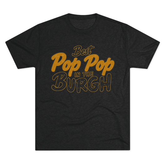 Pop Pop Tri-Blend Tee - Pittsburgh Grandpa Gift - Burgh T-Shirt Yinzergear S Tri-Blend Vintage Black 