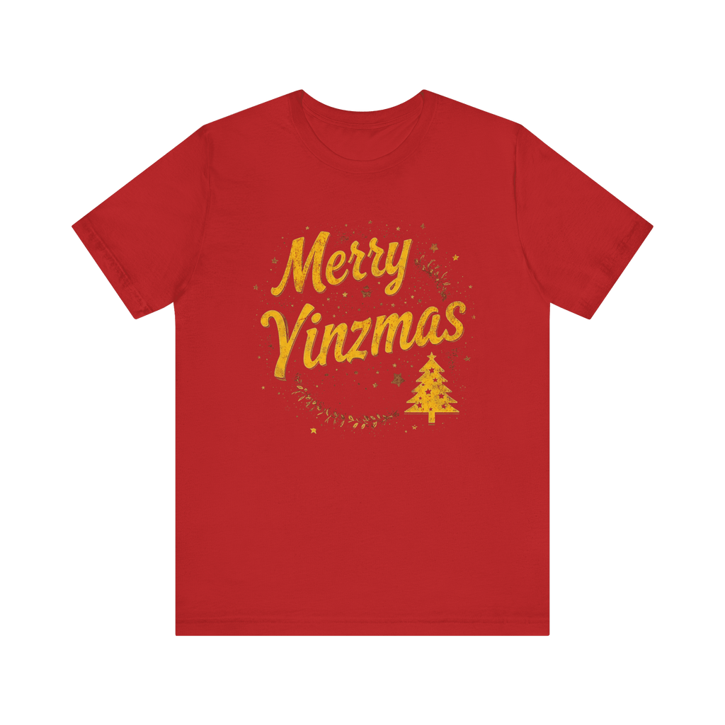 Merry Yinzmas Pittsburgh Christmas T-shirt on red tee | Yinzergear