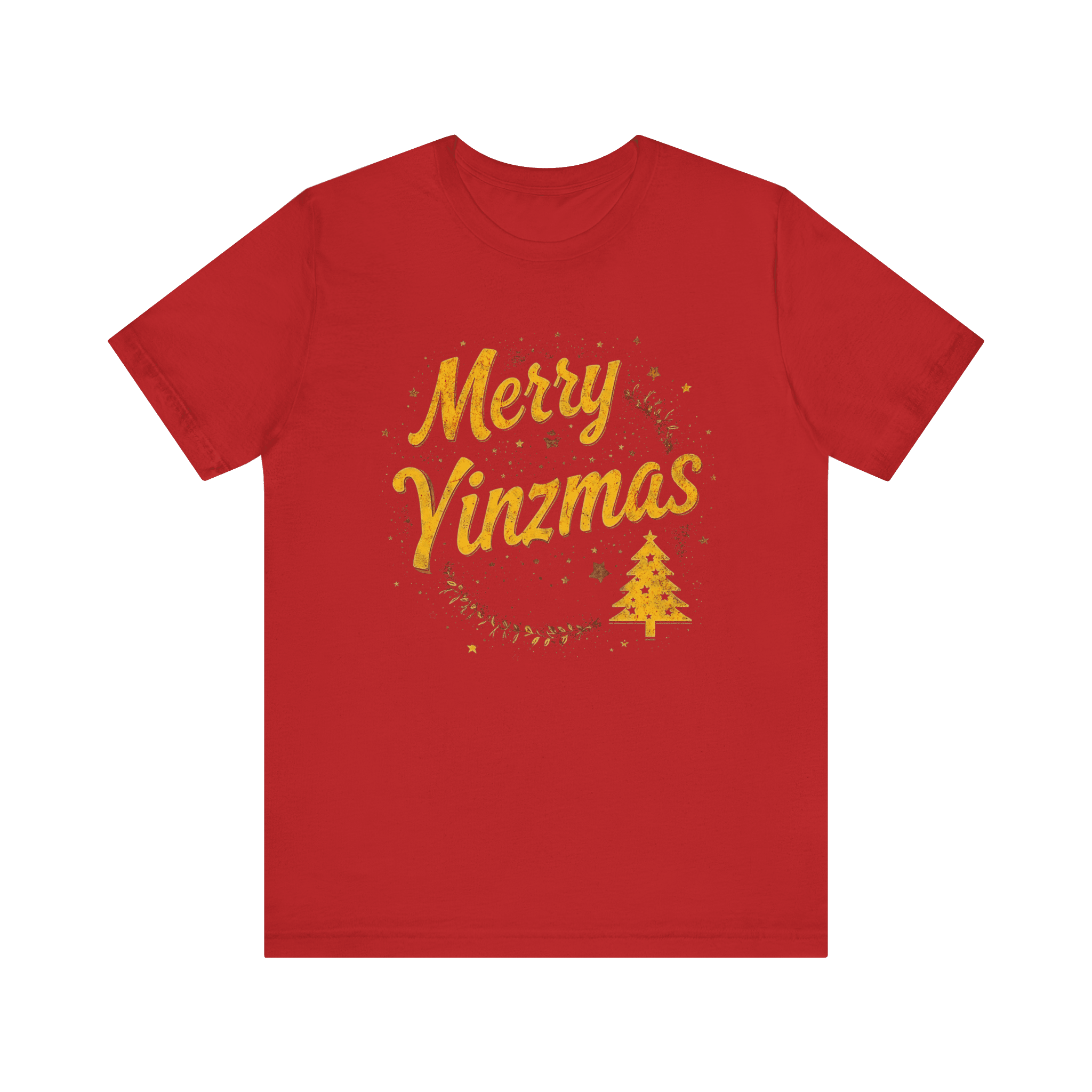 Merry Yinzmas Pittsburgh Christmas T-shirt on red tee | Yinzergear