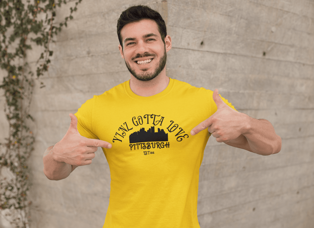 Yinz Gotta Love Pittsburgh T-Shirt product image mockup view | Yinzergear