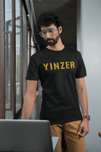 Yinzer T-Shirt Pittsburgh tee on black tee mockup view | Yinzergear