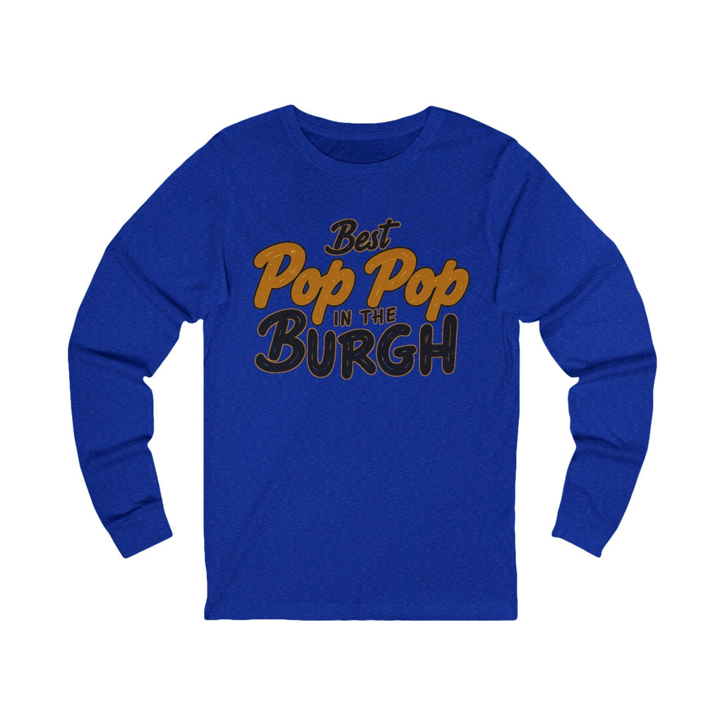 Best Pop Pop in the Burgh Long Sleeve Shirt on blue long sleeve shirt | Yinzergear