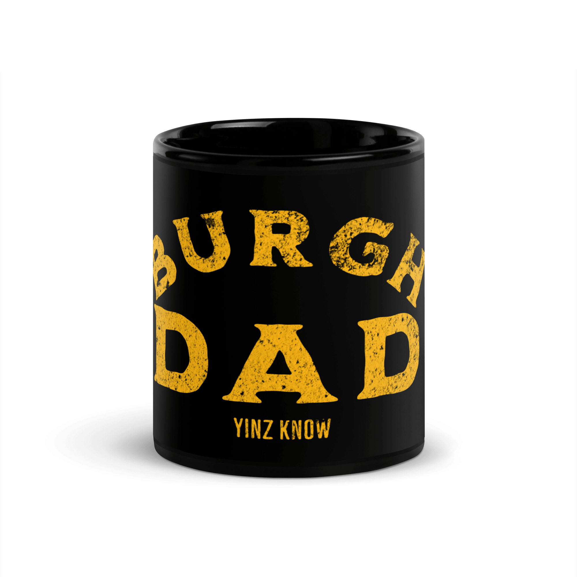 Burgh Dad coffee mug in black mockup view | Yinzergear