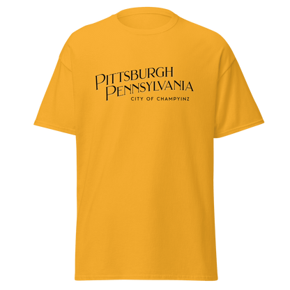 Pittsburgh Pa City of ChampYINZ T-Shirt Yinzergear Gold S 