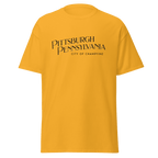 Pittsburgh City of ChampYINZ T-shirt on gold tee | Yinzergear