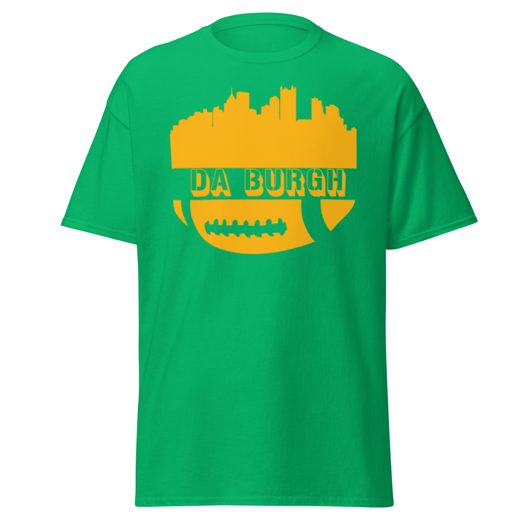 Da Burgh Pittsburgh shirt on irish green tee | Yinzergear