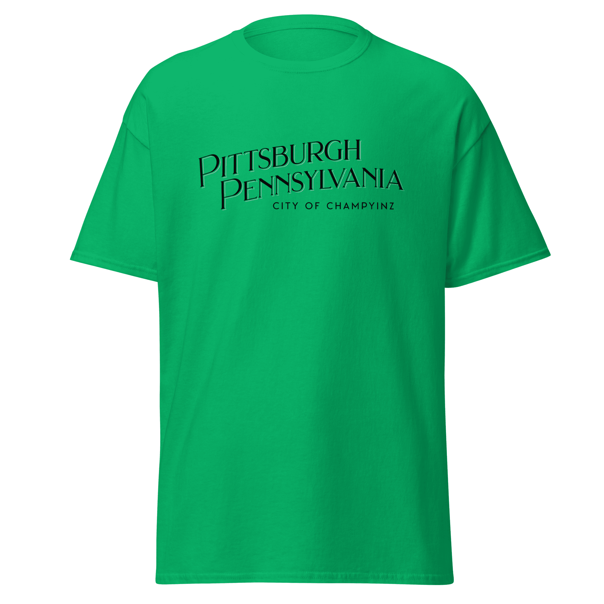 Pittsburgh City of ChampYINZ T-shirt on irish green tee | Yinzergear