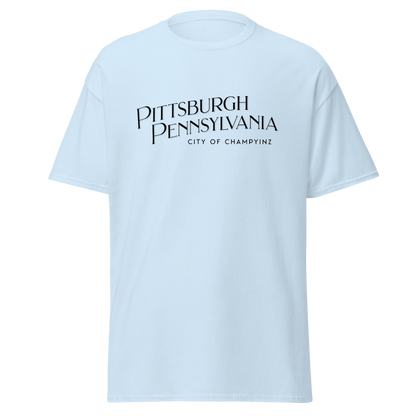 Pittsburgh Pa City of ChampYINZ T-Shirt Yinzergear Light Blue S 