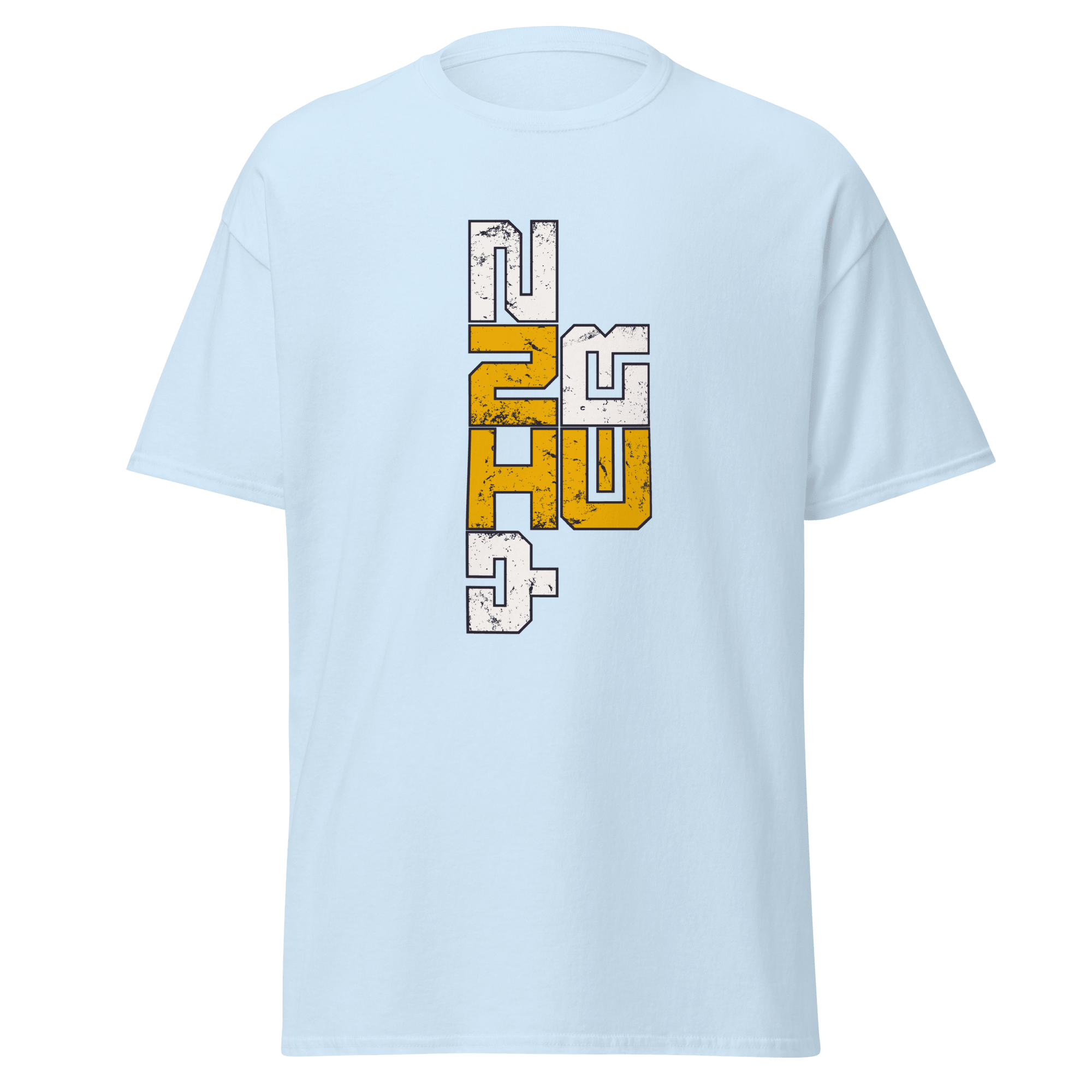 Yinzer Pittsburgh Proud 412 T-shirt on light blue tee | Yinzergear
