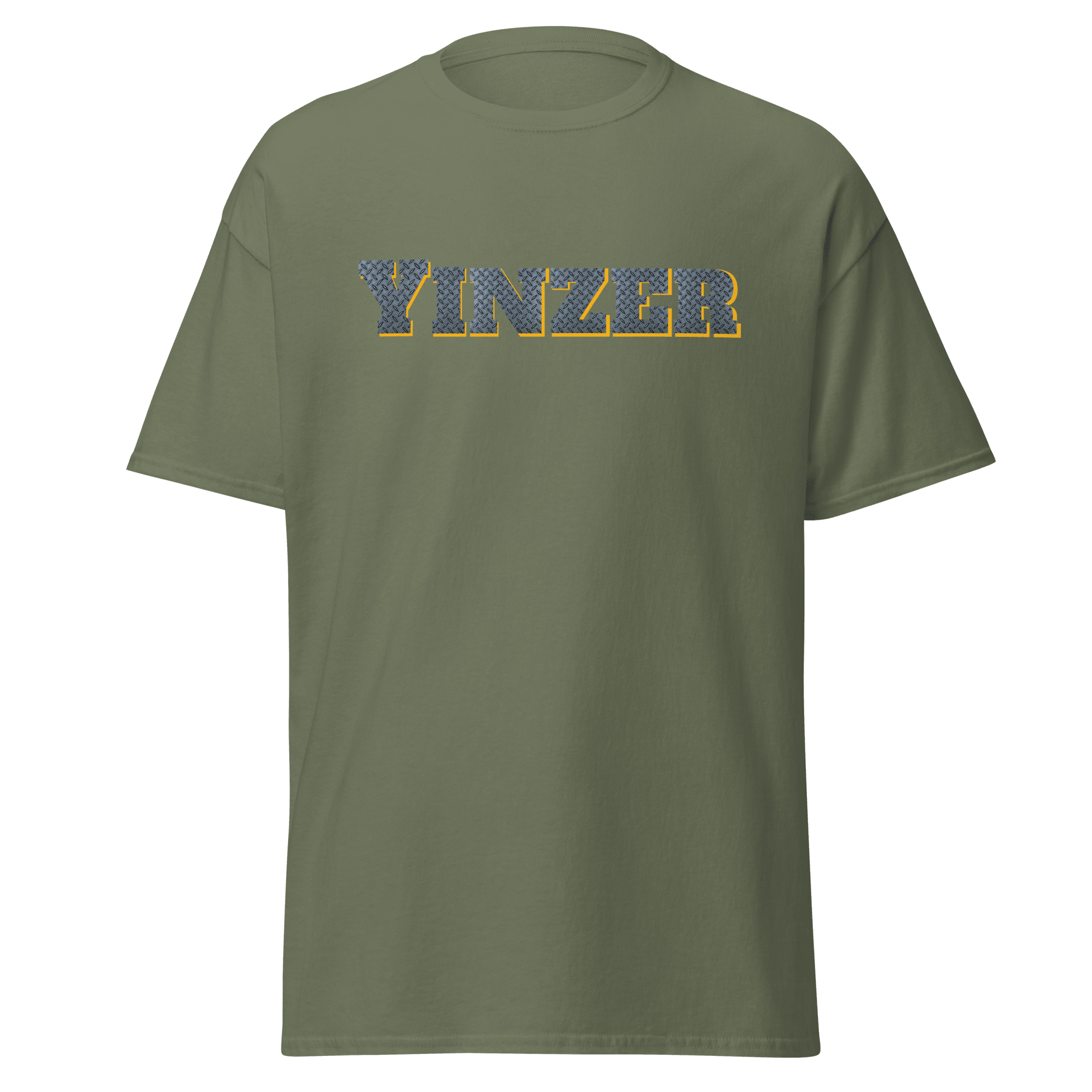 Steel Yinzer T-Shirt Pittsburgh tee on military green tee | Yinzergear