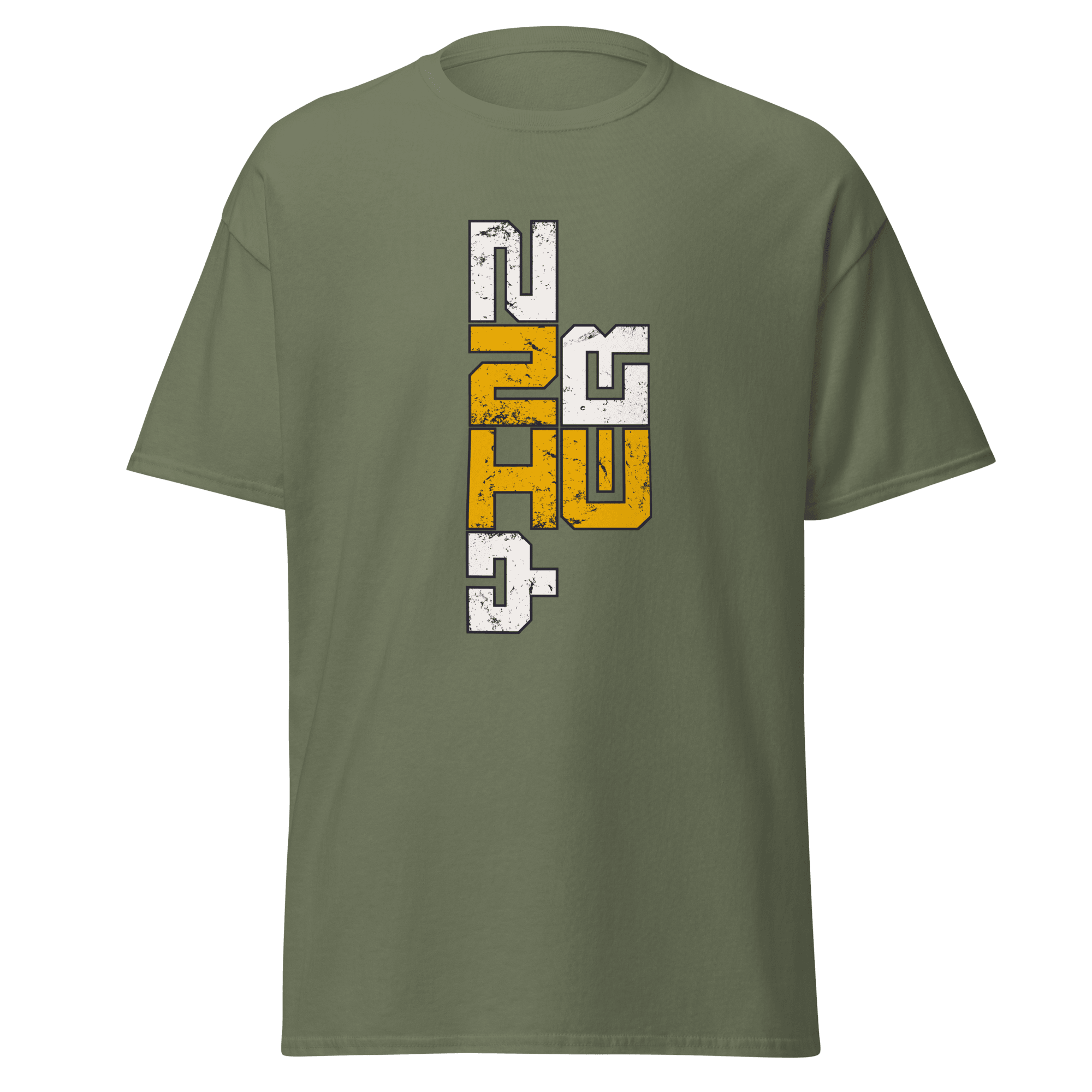 Yinzer Pittsburgh Proud 412 T-shirt on military green tee | Yinzergear