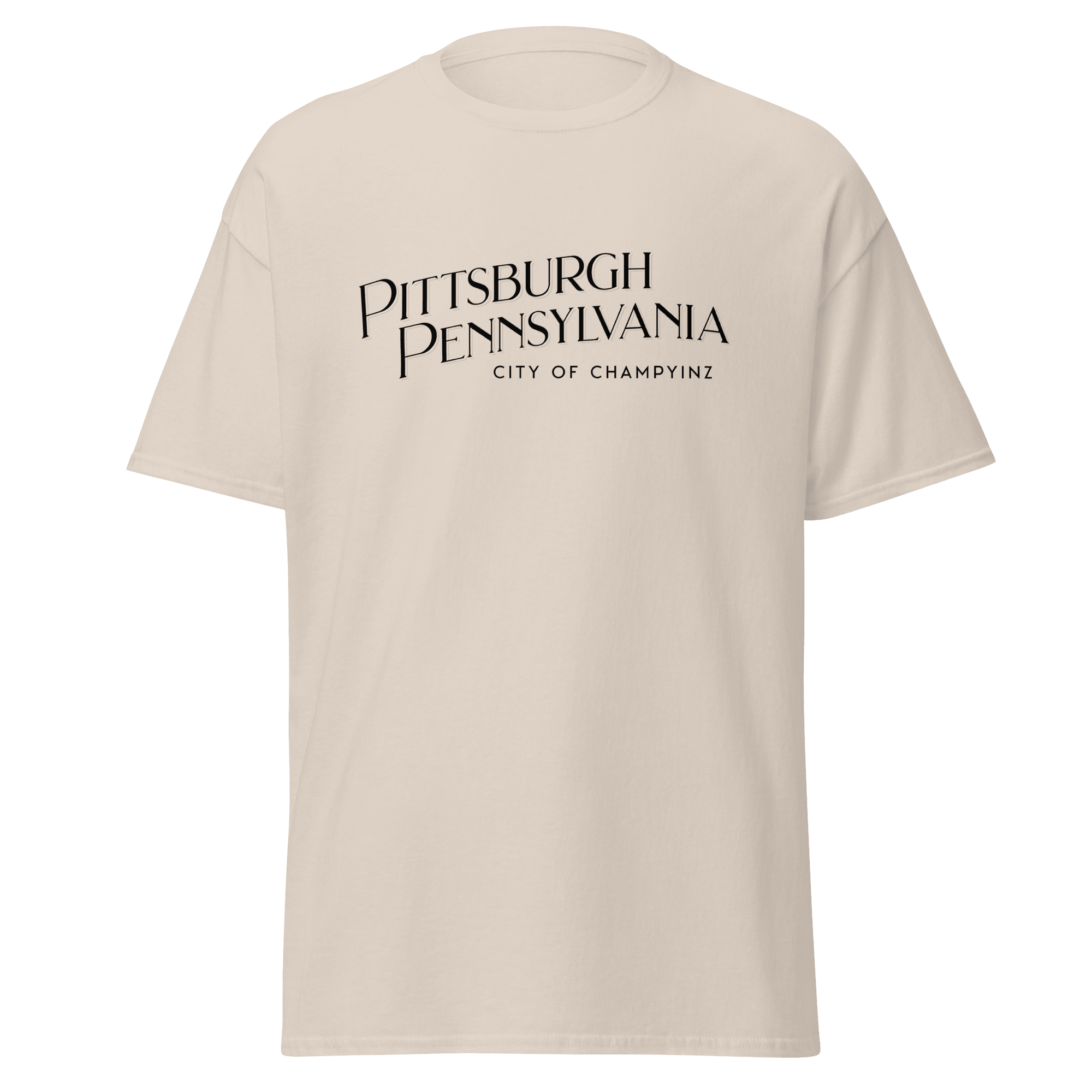 Pittsburgh City of ChampYINZ T-shirt on natural tee | Yinzergear