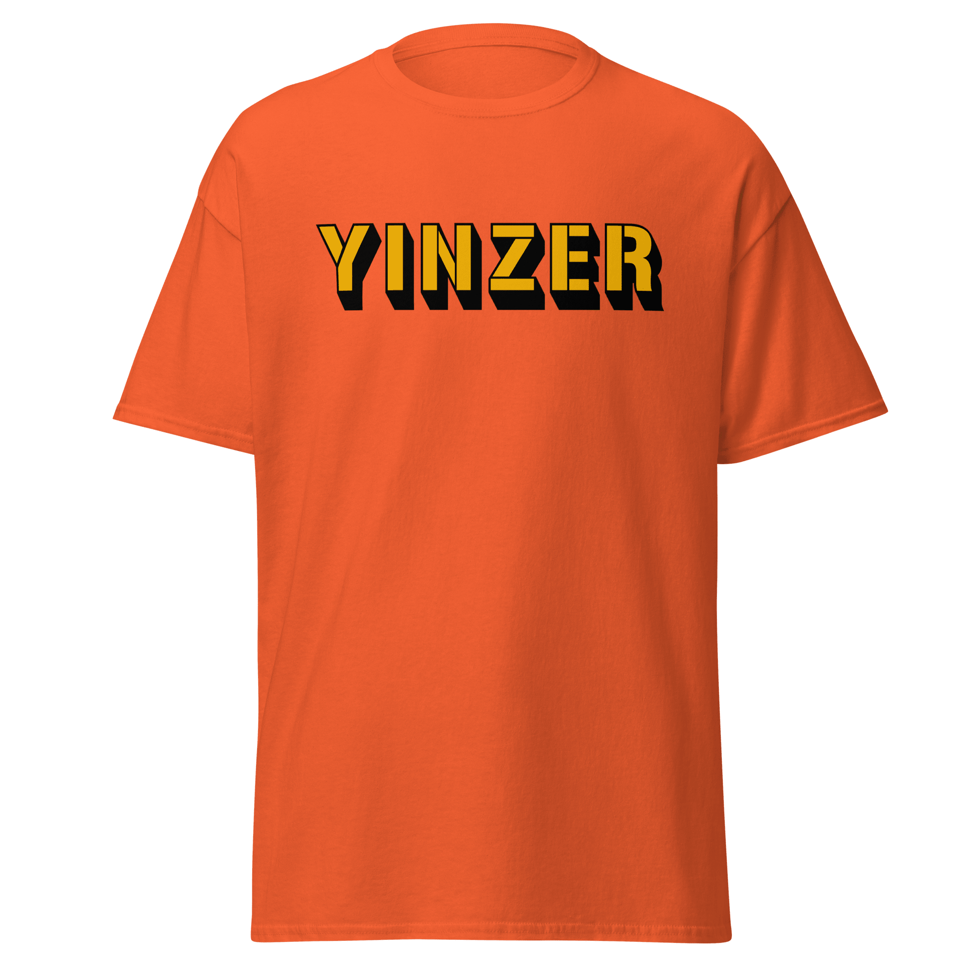 Yinzer T-Shirt Pittsburgh tee on orange tee | Yinzergear